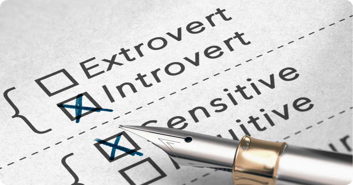 Personality test showing pen marking Extrovert Introvert and Sensitive Intuitive in MBTI